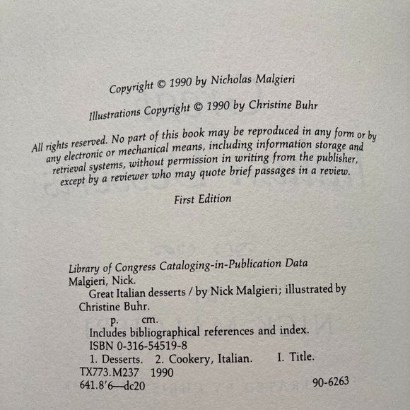 ITALIAN DESSERTS COOKBOOK 1990 First Edition - Picture 6 of 12